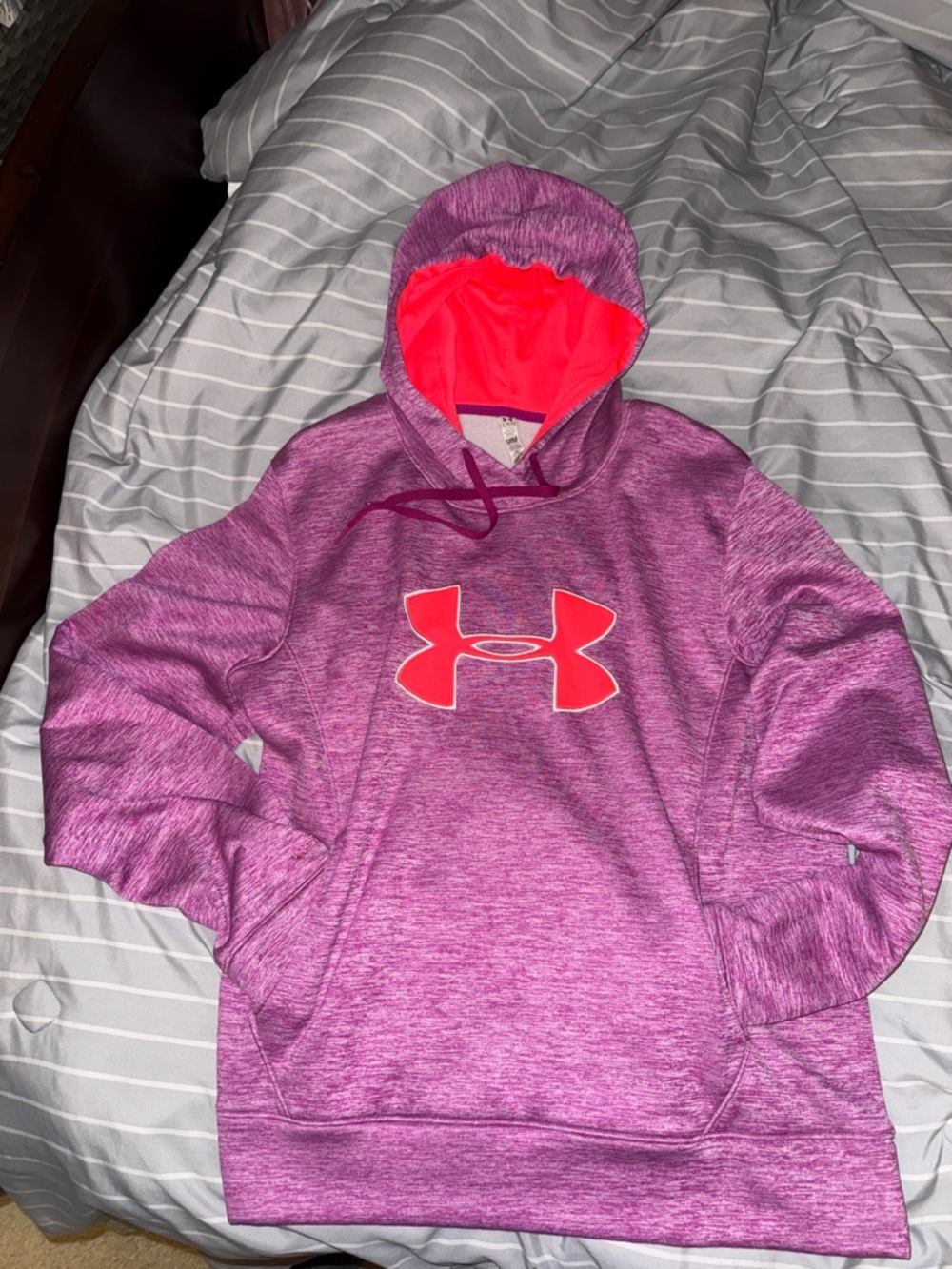 Under Armour Heather Magenta Hoodie with Neon Logo